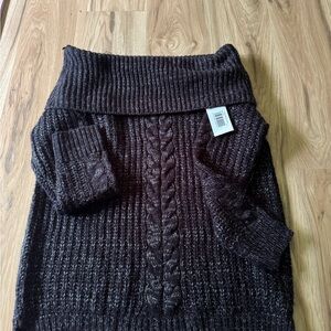 Papaya Dark Brown Off-the-Shoulder Sweater